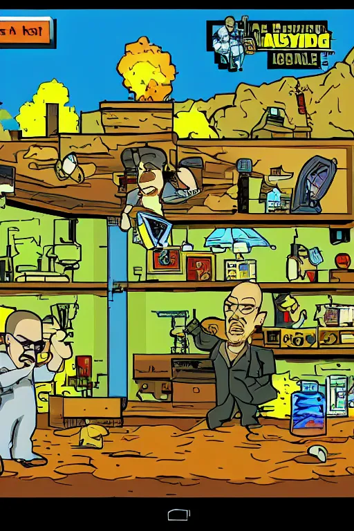 Image similar to a breaking bad video game game developed for the philips cd - i by philips interactive media, walter white, screenshot