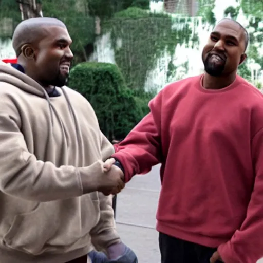 Prompt: Kanye West shaking hands with Peter Griffin