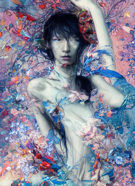 Image similar to monumental portrait soft light painted by yoshitaka amano, and erik jones, inspired by james jean, smooth texture, intricate oil painting, high detail illustration, sharp high detail, manga and anime 1 9 9 9