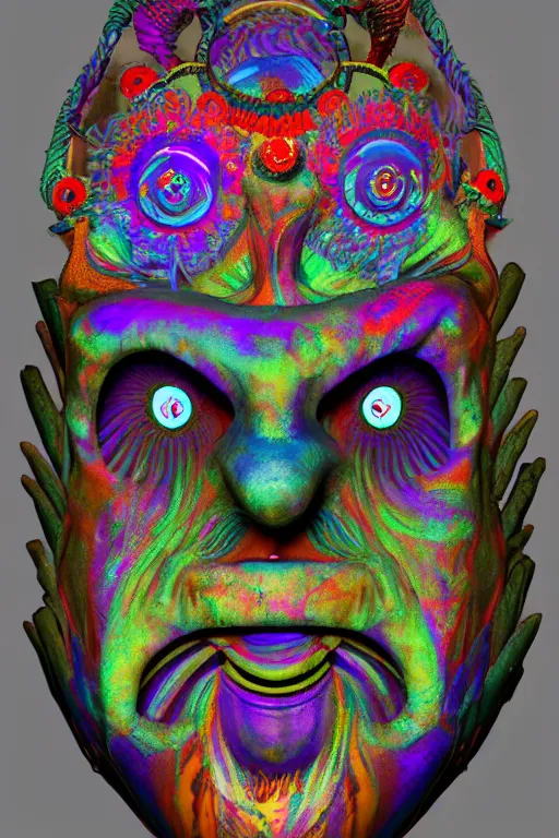 Image similar to psychedelic Shpongle mask concept art trending on artstation hd