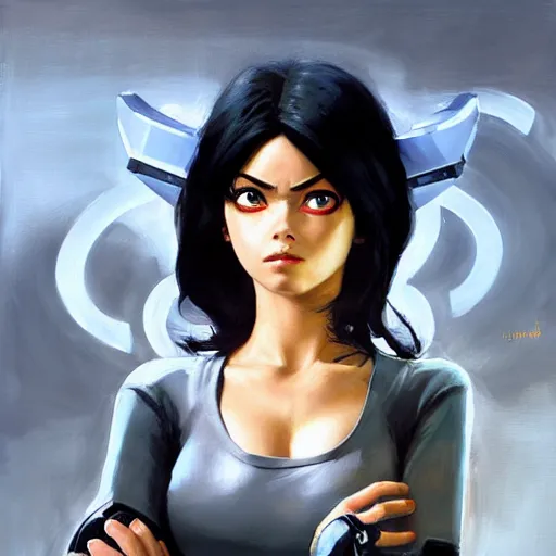 Prompt: greg manchess portrait painting of battle angel alita as overwatch character, totally whack, medium shot, asymmetrical, profile picture, organic painting, sunny day, matte painting, bold shapes, hard edges, street art, trending on artstation, by huang guangjian and gil elvgren and sachin teng