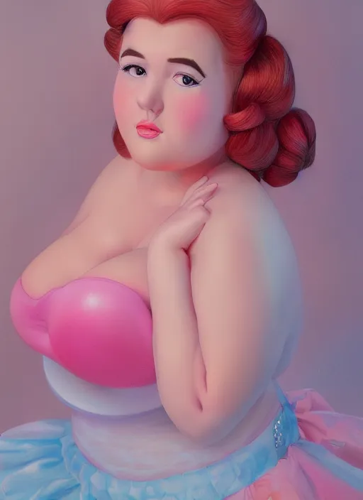 Prompt: portrait of thicc real life princess peach, very large bosum, by charlotte grimm, studio light, detailed face, canon eos c 3 0 0, ƒ 1. 8, 3 5 mm, 8 k, medium - format print, half body shot