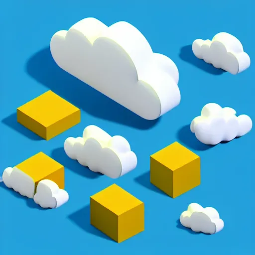 Prompt: a cloud computing isometric 3 d icons, 8 k resolution, gamedesign, octane render, blender 3 d, vector image