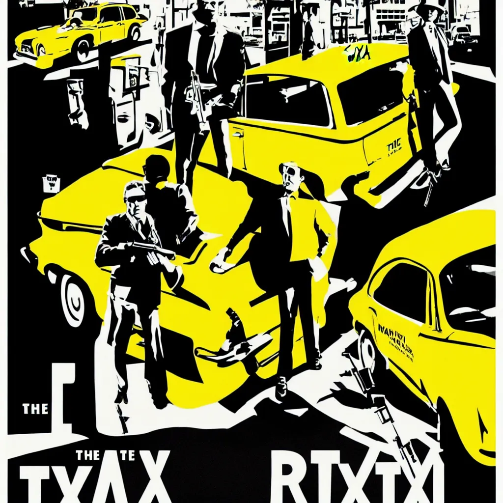 Image similar to the taxist, minimalistic retro movie poster with a gun