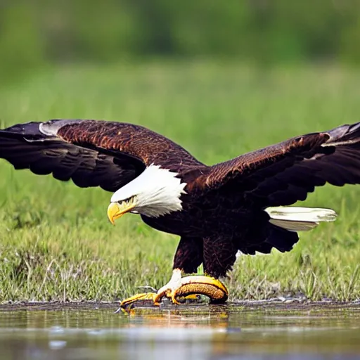 Image similar to bald eagle fighting a snake, wildlife photography