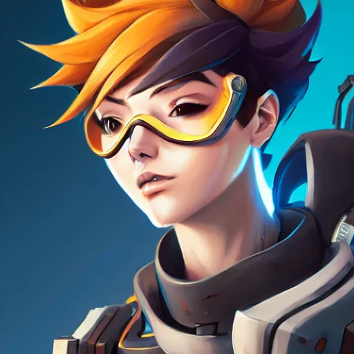 overwatch tracer, clean face, with a very beautiful