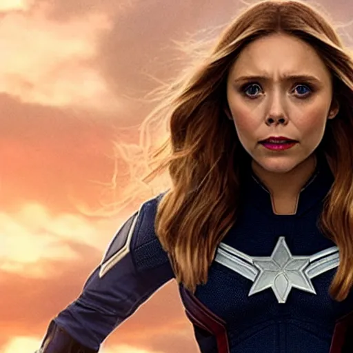 Image similar to Elizabeth Olsen as captain america