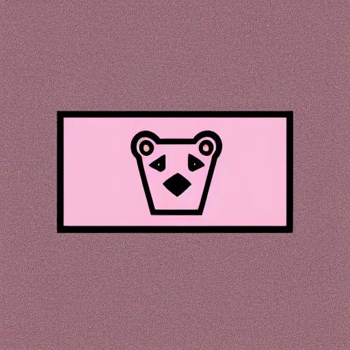 Image similar to a cute pink fluffy vector podcast logo of a streaming bear, golden ratio, iconic, award winning, line art, bold, playful