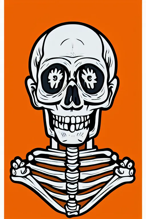 Image similar to A portrait of a skeleton who is a monk, sticker, portrait, highly detailed, colorful, illustration, smooth and clean vector curves, no jagged lines, vector art, smooth