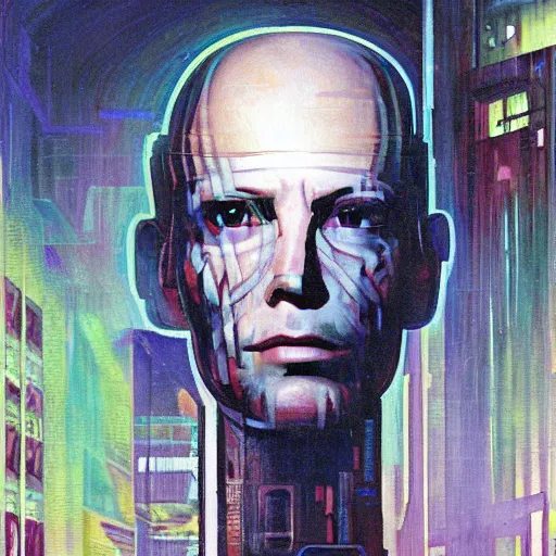 Image similar to neuromancer, painted by howard lyon