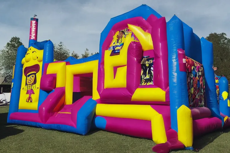 Prompt: rammstein band themed bouncy castle