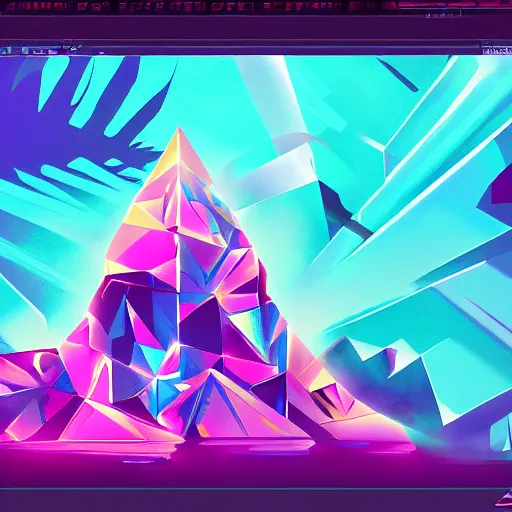 Image similar to gemstone, retrowave epic art, trending on art station