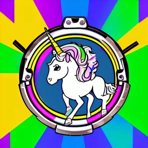 Image similar to svg vector sticker of a Unicorn-Pegasis, rocking out, wearing headphones, huge speakers, dancing, rave, DJ, spinning records, digital art, amazing composition, rule-of-thirds, award-winning, trending on artstation, featured on deviantart