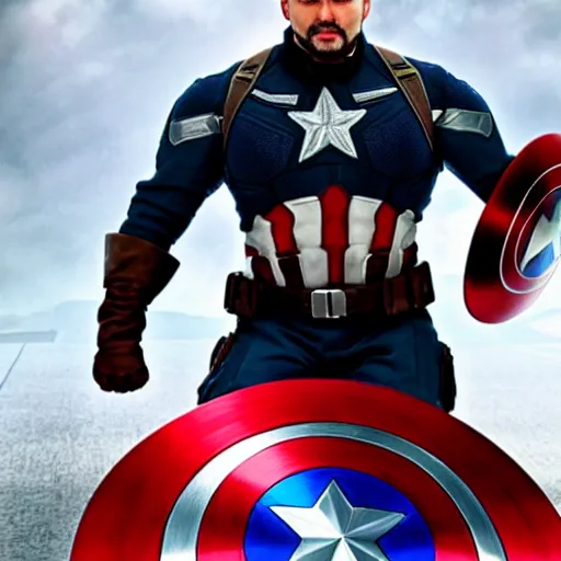 Prompt: Boogie2988 as Captain America, epic, movie still, photorealistic, cinematic, 8k,