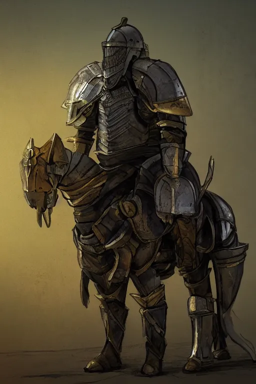 Image similar to full armored knight errant | solarpunk genre | artstation | dramatic lighting