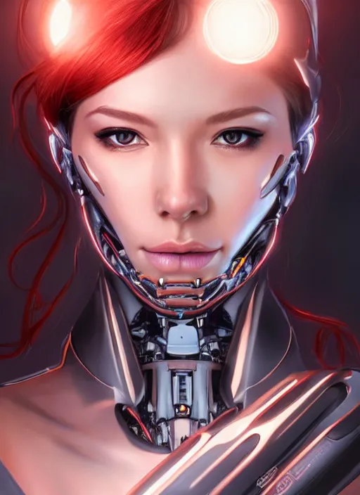 Prompt: portrait of a cyborg woman who turns her head to the ((((((right))))) left+140 (((((up))))) (((((down))))) by Artgerm,eyes closed , biomechanical, hyper detailled, trending on artstation