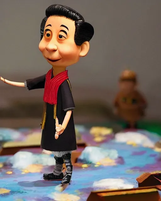 Image similar to xi jinping as a highly detailed stop motion puppet addressing the chinese military before invasion of taiwan, in the style of laika studios ’ s paranorman, coraline, kubo and the two strings