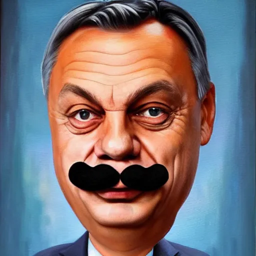 Image similar to viktor orban with a beer moustache, anatomically correct, oil painting, hyper realistic, 8 k highly detailed