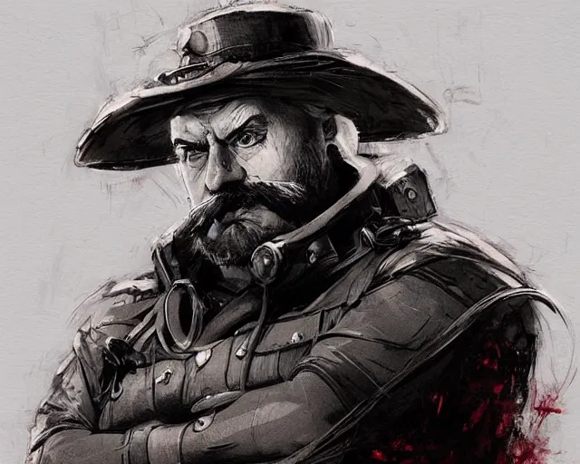 Image similar to portrait of doctor ivo robotnik as a communist general, epic, tragic, dark fantasy art, fantasy, pretty, hd shot, digital portrait, beautiful, artstation, comic style, by artgerm, guy denning, jakub rozalski, magali villeneuve and charlie bowater