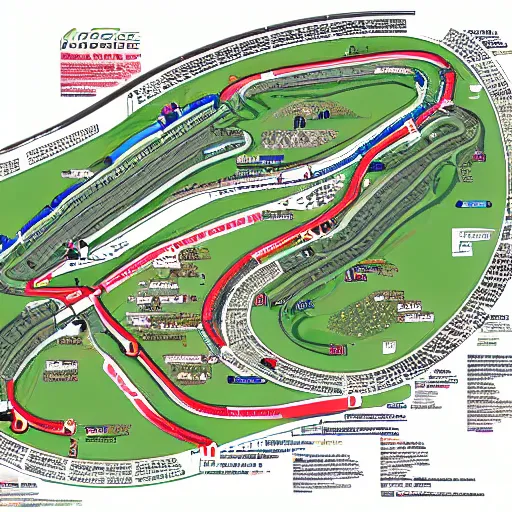 Image similar to top down view of an F1 racetrack map layout. Bowsers Castle viciousness trail map.