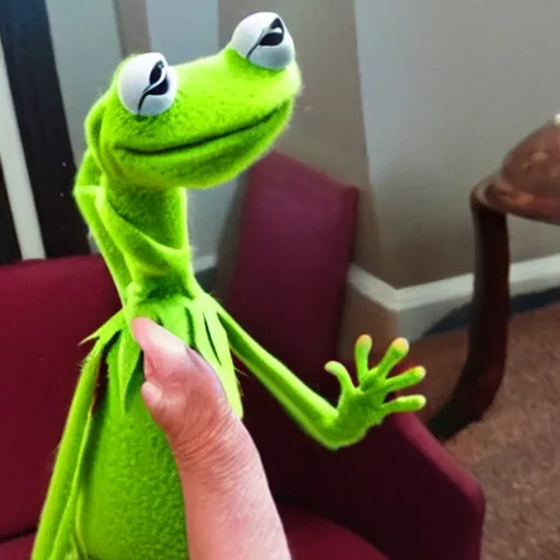 Image similar to cult worshipping kermit the frog