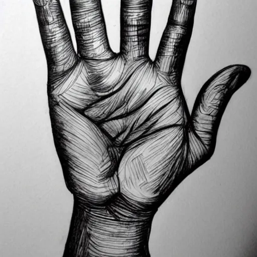Prompt: a human hand drawing