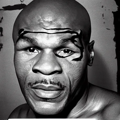 Prompt: mike tyson melting on lsd, detailed facial expressions, 1 9 8 0 s aesthetic