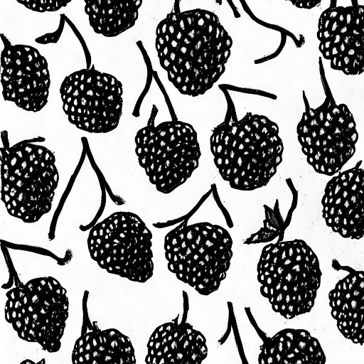 Image similar to black and white sketch of a raspberry