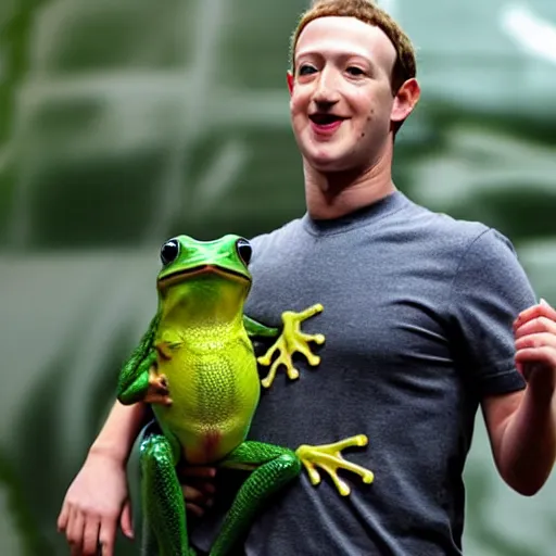 Image similar to mark zuckerberg holding a frog