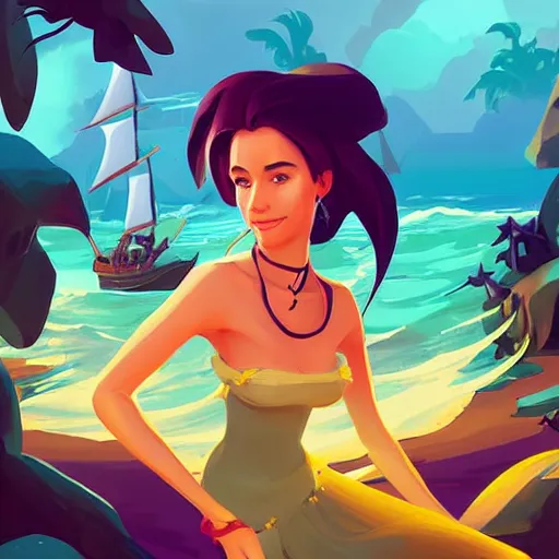 Image similar to painting mermaid treasure on sea of thieves game avatar hero smooth face median photoshop filter cutout vector, behance hd by jesper ejsing, by rhads, makoto shinkai and lois van baarle, ilya kuvshinov, rossdraws global illumination