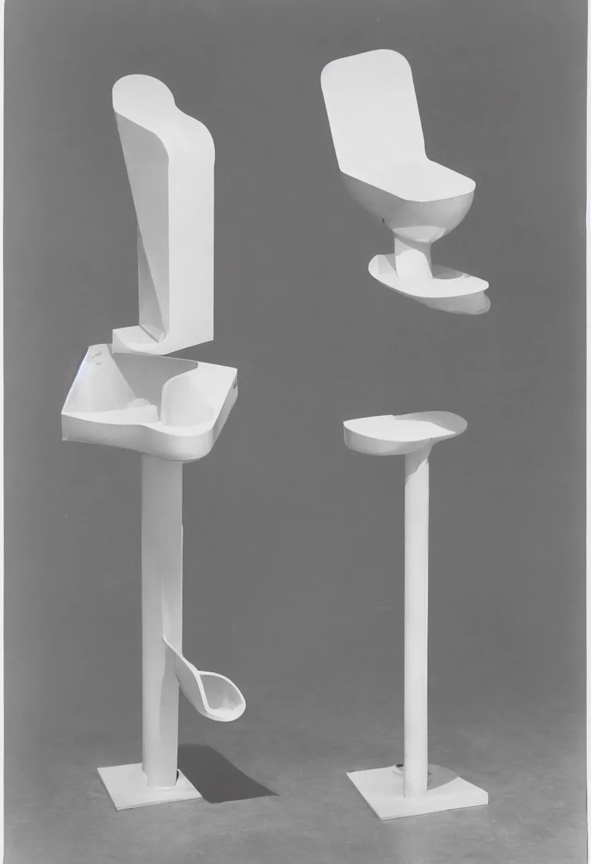 Prompt: futuristic readymade upside don urinal by Marcel Duchamp, simple readymade object on a pedestal, courtesy of Centre Pompidou, archive photography by Richard Avedon