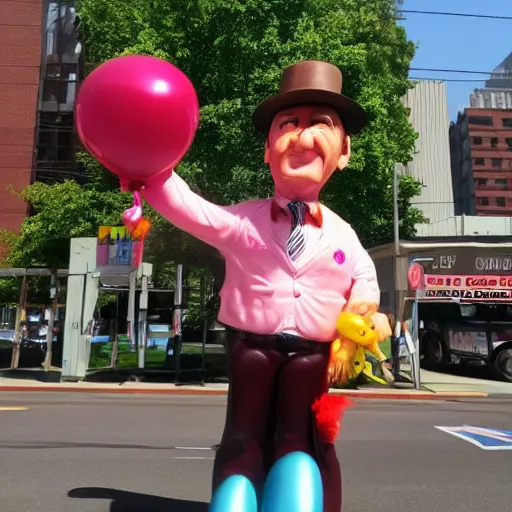 Prompt: Saul Goodman as a macy’s day balloon float