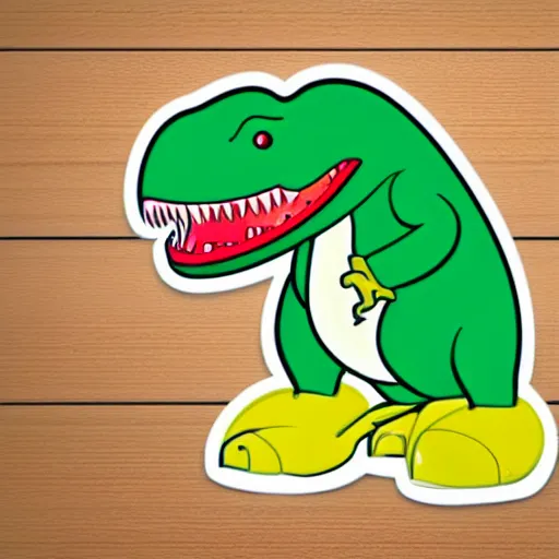 Image similar to cute trex, chili, cartoon, sticker, die cut