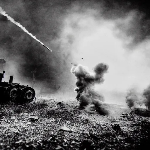 Prompt: minions firing a minigun from a pillbox, debris and dirt flying from recoil, smoke, war photography