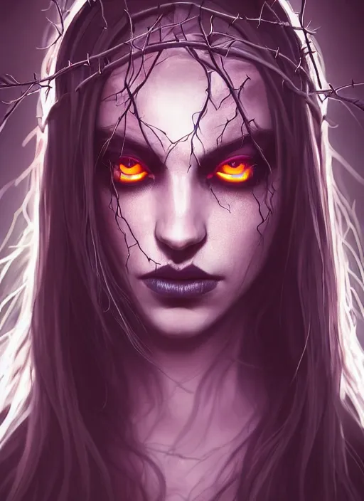 Prompt: full face epic portrait dark elf witch glowing eyes, vines and thorns, witcher, elden ring, matte painting concept art, midjourney, beautifully backlit, swirly vibrant color lines, majestic, cinematic aesthetic, smooth, intricate, 8 k, by ilya kuvshinov, artgerm, darius zawadzki and zdizslaw beksinski