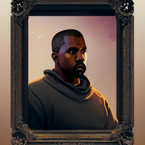 Image similar to highly detailed portrait kanye west holding glock gta v stephen bliss unreal engine fantasy art by greg rutkowski loish rhads ferdinand knab makoto shinkai lois van baarle ilya kuvshinov rossdraws tom bagshaw global illumination radiant light detailed intricate environment