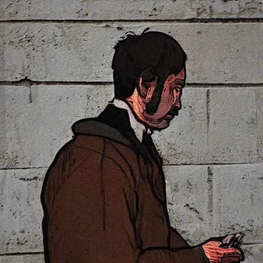 Image similar to very sad person in turin, italy, stylized painting