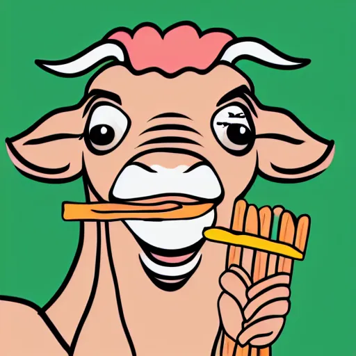 Prompt: high quality line art of a goat holding a churro in it’s mouth