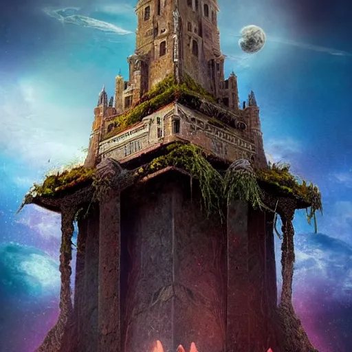 Prompt: a tower on the edge of forever, fantasy