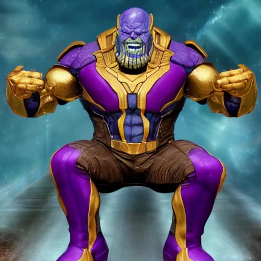 Image similar to thanos pooping on the toilet photo realistic