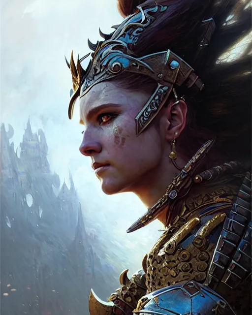 Image similar to a fierce warrior princess in full armor, fantasy character portrait, ultra realistic, concept art, intricate details, highly detailed by greg rutkowski, gaston bussiere, craig mullins, simon bisley