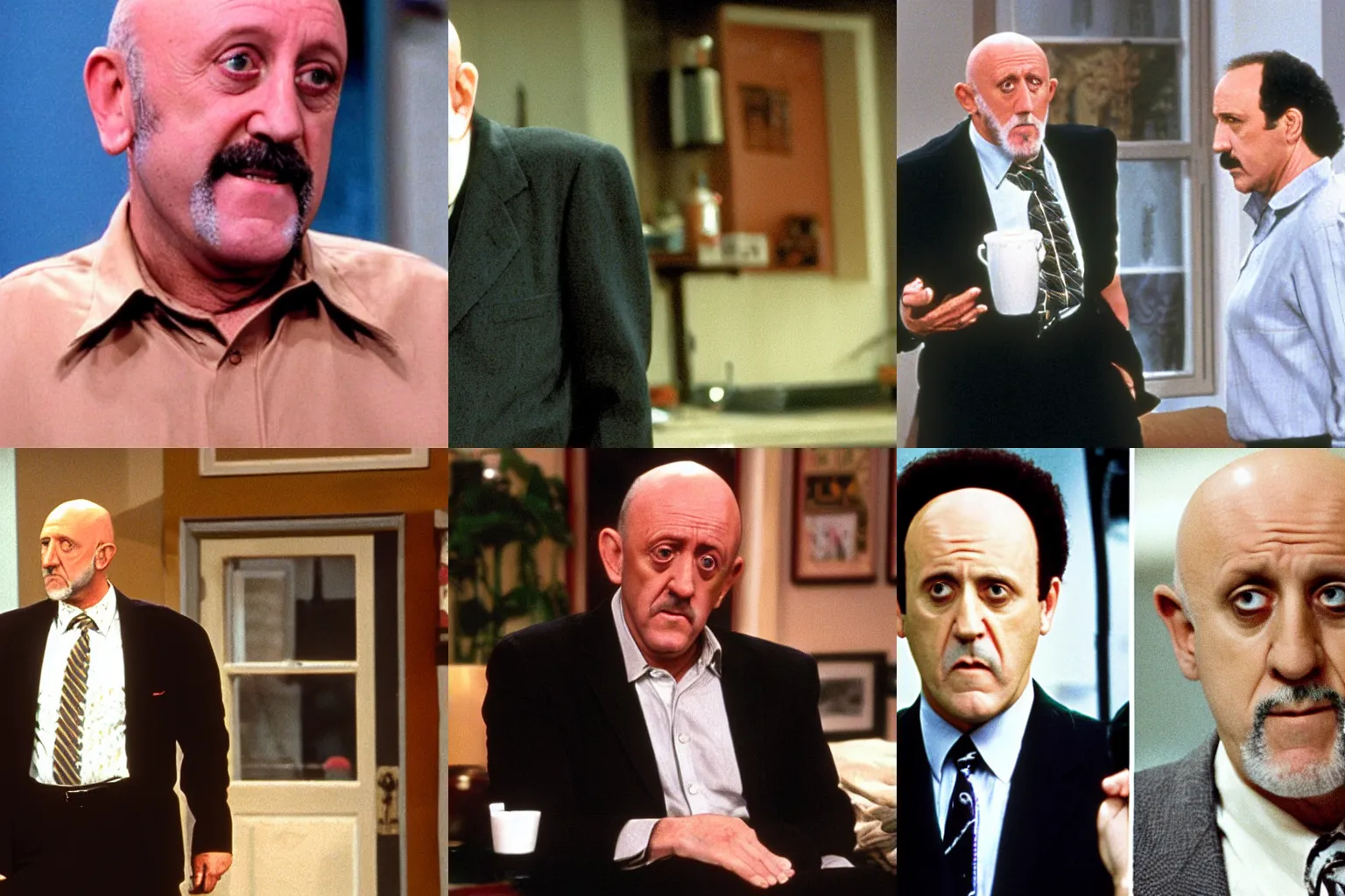 Prompt: Mike Ehrmantraut as a guest character in \'Seinfeld\'