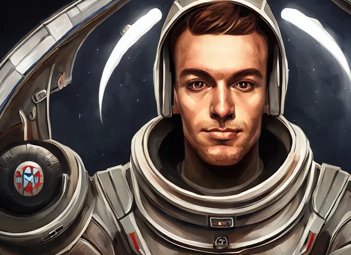 Prompt: symmetrical!!! portrait of christian!! mormon astronaut, grim lighting, dieselpunk, concept art, artstation, stephen bliss, unreal engine, game screenshot