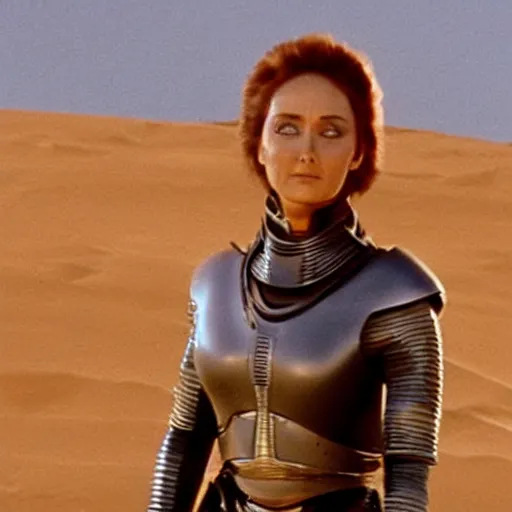 Prompt: a still of Jessica Chobot in Dune (1984)