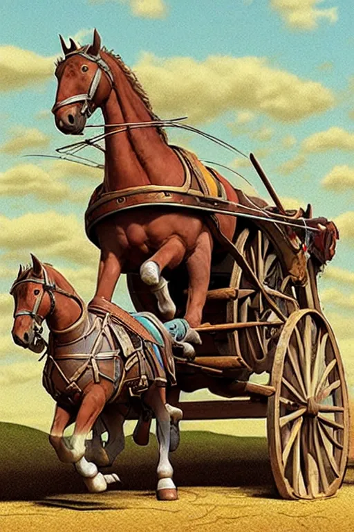 Prompt: a ( ( ( ( ( ( ( ( knight ) ) ) ) ) ) ) ) riding a wagon!!!!!!!!!!!!!! by chris mcgrath and greg rutowski, muted colors, detailed