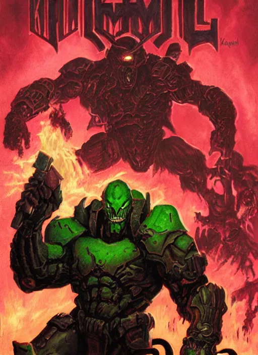 Image similar to ( doom ) box cover featuring hellknight by kenneth scott