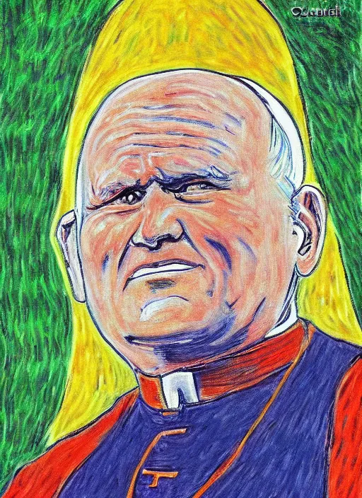 Image similar to portrait of john paul ii as piccolo from dragon ball z by claude monet