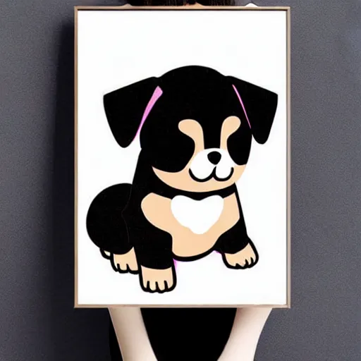 Image similar to Kawaii cute dog, art poster