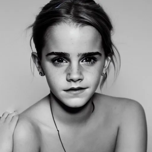 Prompt: portrait photo of young emma watson, laughting