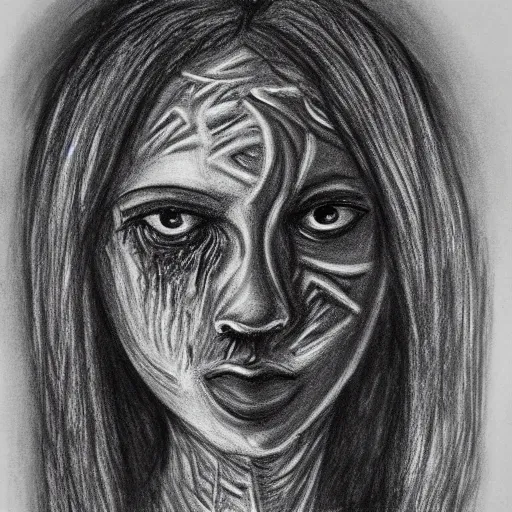 Image similar to charcoal drawing of what an AI thinks an AI looks like